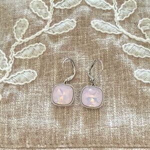 Touchstone Crystal Pale Pink Cushion Drop Earrings